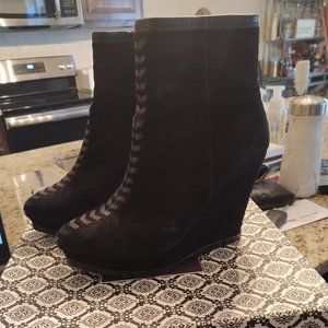 Isola Zurich Black Suede Wedge Booties